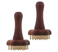 2 Pezzi Spazzola Massaggiante in Legno e Ottone 24 Denti per Casa | Pettine Ergonomico Marrone, Pressione dei Meridiani e Completa, per Schiena, Collo e Addome