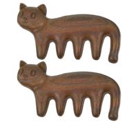 2 Pezzi Spazzola Massaggiante per Cuoio Capelluto a Forma di Gatto | Compatta e Antistatica, Design Cartone Carino, per Viaggio, Casa, Ufficio, Colore Caffè