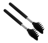 2 Pezzi Spazzola Massaggiante Telescopica in Silicone Nero | Delicata sulla Pelle, per Braccia e Schiena, in Viaggio e Spostamento di Lavoro
