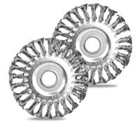 2 Pezzi Spazzola Metallica Smerigliatrice, 125mm*22mm Spazzole Metalliche in Acciaio Spazzola per Decespugliatore Spazzola Acciaio con filo intrecciato per Ruggine Metalli Vernice