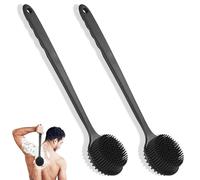 2 Pezzi Spazzola Schiena Doccia, 38cm Spazzola Esfoliante Corpo in Silicone per Rimuovere Cellule Morte, Doppia Lato Esfoliante e Massaggiante, Lavaschiena per Doccia Adatto per Uomini e Donne
