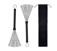 2 Pezzi Spazzole e Bacchette a Spazzola per Batteria Retrattili e Tamburo con Maniglie in Gomma Confortevole Spazzola Metallica