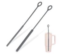 2 Pezzi Spazzole Per La Pulizia Di Cannucce In Silicone Con Anello Appendibile, Spazzola Riutilizzabile Per Cannucce Vetro E Bicchieri, Resistente Al Calore E Difficile Da Deformare, 6Mm + 9Mm, Grigio