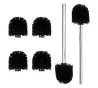 2 pezzi Spazzole WC in acciaio inox con 4 testine,Nero Testina ricambio scopino,Diametro 8 cmSpazzola Ricambio,per Testine Ricambio,Spazzola per bagno