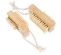 2 Pezzi Spazzolino per Unghie Mani e Piedi Doppio, Bambù Sisal | Impugnatura Ergonomica Leggera, Uso in Viaggio e Giardino, Pulizia Precisa Sotto le Unghie, Set da Due Pezzi