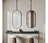 2 Pezzi Specchio sospeso a soffitto con Asta in Metallo 16"x24" Specchio da Appendere al soffitto Immagine HD Bagno Decorazione da Appendere Trucco da toeletta Soffitti Telaio in Metallo + v