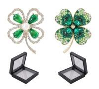2 Pezzi Spilla a Quadrifoglio, Spilla di Cristallo, Spillas con Strass, Spillas per Abiti, Clip per Sciarpa di Cristallo in Lega per le donne Festa di Nozze