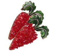 2 Pezzi Spilla Brooch Carota Rossa in Lega di Zinco con Cristalli | Design Ortofrutticolo Vintage, Gioiello Natalizio, per Celebrazioni e Feste, Idea Regalo Vegetariana
