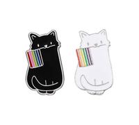 2 Pezzi Spilla Gatto Nero Gatto Bianco, Accessori Orgoglio, Articoli Lesbici, Spilla, Spilla Gatto, Spilla Gatto, Spilla Smaltata Carina