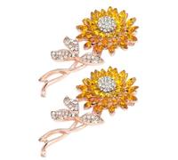 2 Pezzi Spilla Gioiello Fiore Girasole in Lega per Donna Elegante | Cardigan e Sciarpa, Colore Giallo, Delicata e Sicura, Facile da Aprire, Non Deforma i Tessuti