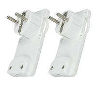 2 Pezzi Spina Schuko Piatta Salvaspazio, Uscita Cavo 90 Gradi, Schuko Salvaspazio 16A 250V (Bianco)