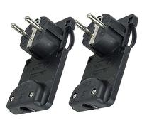 2 Pezzi Spina Schuko Piatta Salvaspazio, Uscita Cavo 90 Gradi, Schuko Salvaspazio 16A 250V (Nero)