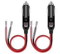2 Pezzi Spinotto Presa Accendisigari Auto 12V/24V, Adattatore Maschio con Cavo 15CM 16AWG e Fusibile da 15A, Presa Accendisigari Universale per Auto, SUV, Camion, Veicoli DC