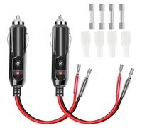 2 Pezzi Spinotto Presa Accendisigari Auto 12v, Prese Maschio Per Accendisigari Con Led Rosso, Spina Accendisigari 12v/24v Maschio Con Cavo Prolunga e 10A 15A Fusibile Adatta, Per Camion Auto Suv Moto