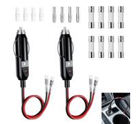 2 Pezzi Spinotto Presa Accendisigari, Spina Accendisigari Maschio 12V-24V con Fusibile 10A/15A, Cavo 30CM 16AWG, Indicatore LED, Adattatore per Auto, SUV, Accessori Auto per Alimentazione e Sicurezza