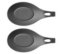 2 Pezzi Spoon Rest in Silicone per Mestoli e Spatole | Tappetino per Piano Cottura e Griglia Barbecue, Accessorio per Utensili da Cucina, Colore Nero