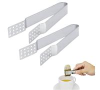 2 Pezzi Spremi Bustine di Tè, 13.5x2x2cm pressa per bustine di tè in acciaio inossidabile, Morsetto per Filtro per Bustine di Tè Tea Bag Holder Strainer Clip Metal Mini Tongs per Servire