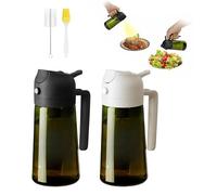 2 Pezzi Spruzzatore Olio 2 in 1 da 470ml,Bottiglia Olio in Vetro per Cucina,Oliera Spray,Spruzzino,Dosatore,Nebulizzatore,Dispenser per Olio d’Oliva,con Vetro Scuro Anti-UV, Insalata,Griglia,Barbecue