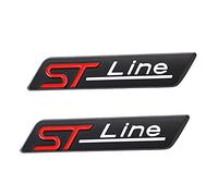 2 Pezzi ST Line Metal Sticker Car Body Logo Sticker Decal Car Styling Adatto per la Maggior Parte dei Modelli di Auto(nero rosso)