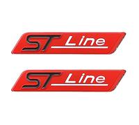 2 Pezzi ST Line Metal Sticker Car Body Logo Sticker Decal Car Styling Adatto per la Maggior Parte dei Modelli di Auto(rosso nero)