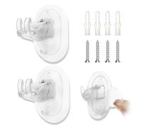 2 Pezzi Staffa Autoadesiva per Asta Tende Supporti, (Autoadesivo e foratura) Ganci per Tende Senza Bucare, Supporti Asta Tende, Tende Finestre PVC Staffe, per Bagno, Hotel,Camera da Letto(Trasparente)