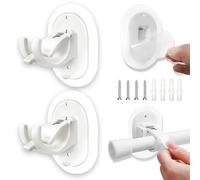 2 Pezzi Staffa Autoadesiva per Asta Tende Supporti, (Autoadesivo e foratura) Ganci per Tende Senza Bucare, Supporti Asta Tende, Tende Finestre PVC Staffe, per Bagno, Hotel, Camera da Letto (Bianco).