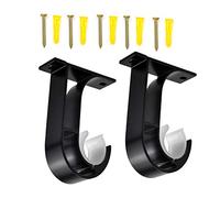 2 Pezzi Staffa da Soffitto per Bastone Tende in Lega di Alluminio - Supporto Flangia di Montaggio per Asta Tenda e Appendiabiti 28mm (Nero)