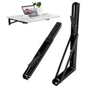 2 Pezzi Staffa Pieghevole 300mm, Mensola Pieghevole, Supporto Tavolo Staffe, Ferro Nero Capacità Carico 50kg, per Casa, Cucina, Ufficio, Tavolo, Parete, Risparmio di Spazio
