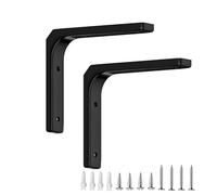 2 Pezzi Staffe A L per Mensole Pesanti, Reggimensola A Scomparsa, Supporto da Appendere alla Parete, Staffe per Mensole Galleggianti Adatto A Bagni Cucine Soggiorno(Black,15cm/5.9in)