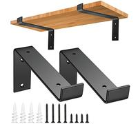 2 Pezzi Staffe per Mensole a Muro, 18 cm/7,1 Pollici Reggimensola, Reggi Supporto per Mensola Pesante Appesa a Muro, Nero