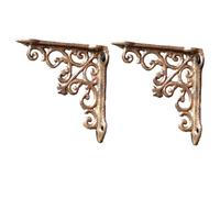 2 Pezzi Staffe per Mensole in Metallo,Reggimensole da Muro Pesanti 90 Gradi Staffe e Supporti per Mensole Galleggianti,con Staffa a L Decorativi,Vintage,Ghisa,con Viti,Bronzo (12cm)