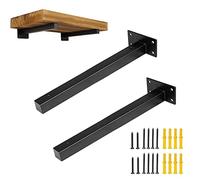 2 Pezzi Staffe per Mensole, Supporti per Mensole Pesanti, Mensola Galleggiant Supporto di Acciaio Inox Nero, Staffe per Scaffali a Parete in Stile Vintage con Ferramenta (8 pollici / 20 cm)