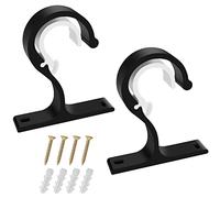 2 Pezzi Staffe per Tende, Staffa Regolabile da Parete di Spessore, Curtain Rod Bracketsin Lega di Alluminio, Ganci per Bastone Tenda con Viti, Staffa per Asta di Tenda per Tende o Guardaroba(Nero)