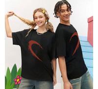 2 pezzi/stampa disegno Half Love, t-shirt casual a maniche corte con scollo rotondo, ampia e comoda miscela di cotone adatta per le gite estive, set di t-shirt unisex tinta unita multi-pezzo. Per donn