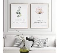 2 Pezzi, Stampa su tela, Versetto della Bibbia Lamentazioni 3:23 Quadro su tela, Quadri camera da letto, Citazioni di foglie di fiori ad acquerello Quadri moderni soggiorno cucina ,senza cornice