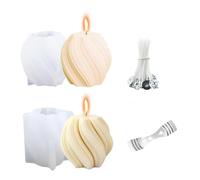 2 Pezzi Stampi Candela di Onda Irregolare, Stampi Candele in Silicone Colonna Geometrica con Candele Stoppini, Spirale Palla Candela Stampi per Sapone Artigianato Decrazione