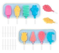 2 Pezzi Stampi del gambo del gelato Stampi del ghiaccio del silicone del fumetto fai da te con coperchio per i bambini adulti Stampi del ghiaccio dell'acqua contiene 12 gambi riutilizzabili BPA Free