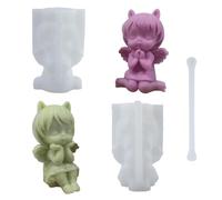 2 pezzi stampi in silicone 3D, stampi per candele fai da te, stampi in silicone per candele, forma di angelo, con 1 stick di colla, per sapone, gomma, decorazioni, argilla, accessori per torte