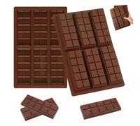 2 Pezzi stampi in silicone per Cioccolato, Stampi per Barrette di Cioccolato 6 Scomparti Antiaderente 25.8x16.9 cm, Stampo Tavoletta Cioccolato per Fatti in Casa Praline, Caramelle, Cioccolato, Torta