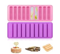 2 Pezzi Stampi In Silicone, Stampo Barrette con 10 Cavità Stampi Rettangolari Antiaderente Senza BPA per Cereali Biscotti E Cubetti di Ghiaccio(Rosa, Viola)