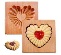 2 pezzi stampi per biscotti in legno 4 x 4 x 1 a forma di cuore cutter sandwich panino da forno stampi per la decorazione di artigianato per decorazioni per la forna