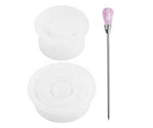 2 pezzi stampi per candele, stampi per candele fai da te, stampi in silicone per candele, in silicone, con 1 ago per bolle, forma rotonda, per candele profumate, saponi, prodotti artigianali