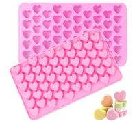 2 Pezzi Stampi Per Caramelle in Silicone,Forma Di Mini Cuore Vassoi Per Cubetti Di Ghiaccio Stampo Per Cioccolato Gumdrop Gelatina,Rosa