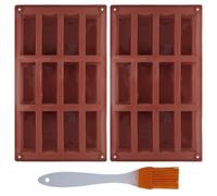 2 pezzi stampi per cioccolatini in silicone, stampo torrone, stampo barrette cereali, 12 cavità, con 1 pennello d'arancia, per budino, torte, gelato, cubetti di ghiaccio, sapone, resina