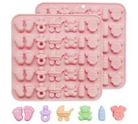 2 pezzi stampi per cioccolato per baby shower in silicone antiaderente, stampo carino tutina carrozza orso a forma di impronta di bambino biberon ciuccio, stampi per decorazioni di cupcake e torte