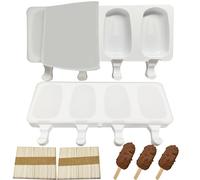 2 Pezzi Stampi per ghiaccioli in silicone 8 Cavità Stampi per Gelato Riutilizzabile Materiale spesso Senza BPA, con 100 bastoncini in legno, Ideale per cioccolato Gelato, gelati in diversi gusti