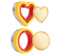2 Pezzi Stampini per Sandwich e Forma Cuore/Tondo, Rosso/Giallo
