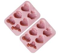 2 Pezzi Stampo a Cuore in Silicone Rosa per Cioccolato e Ghiaccio | Materiale Alimentare, Superficie Antiaderente, Uso nel Freezer, per Dolci Festivi e Corsi di Pasticceria