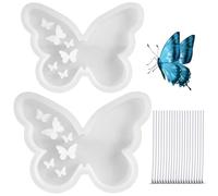 2 Pezzi Stampo a Farfalla per Portacandele, Stampo in Forma di Farfalla in Silicone con Filo di Stoppino per Candele, Riutilizzabile Pasqua Farfalle Stampi Ornamenti per Candelabri Fai da Te