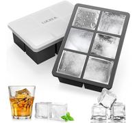 2 Pezzi Stampo Ghiaccio Grande, Stampi Ghiaccio Silicone con Coperchio, Senza BPA, Facile da Saltare Fuori, Impilabile Ice Cube per Whisky, Cocktail, Alimenti Per Bambini, Succo, Gelato